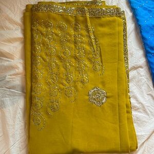 Mustard yellow sari